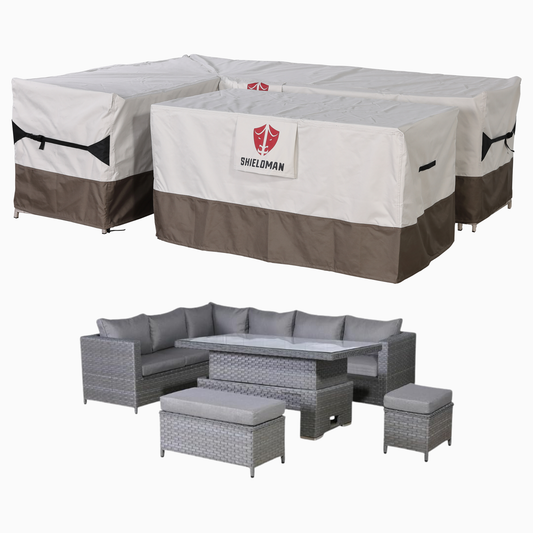 ROSE RATTAN Heavy Duty Protective Rain Cover for Isobella Left Hand Corner Sofa (260x200x66) and Table (150x90x71)